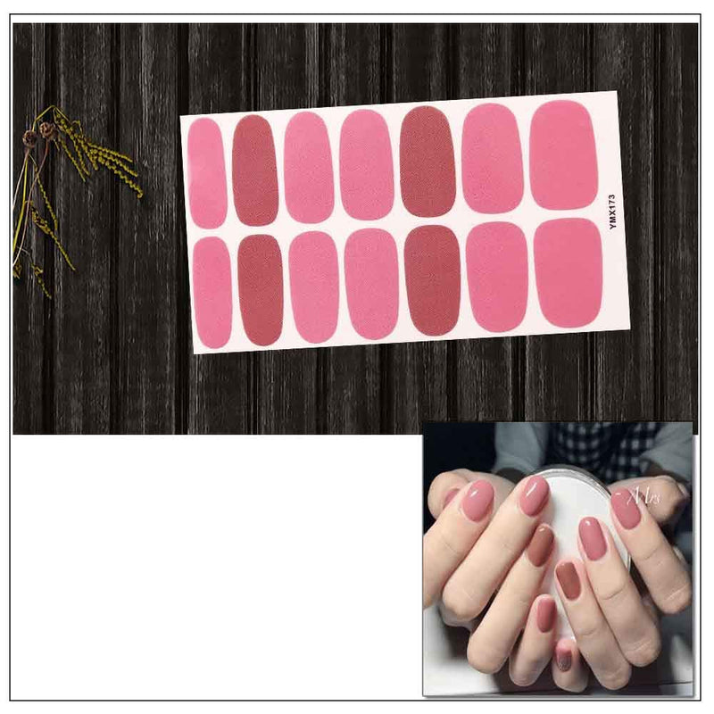 WOKOTO 6 Pieces Adhesive Nail Art Decals Tips With 1Pc Nail File Pink Cat Nail Polish Wraps Stickers Strips Set Manicure Design kit01 - BeesActive Australia