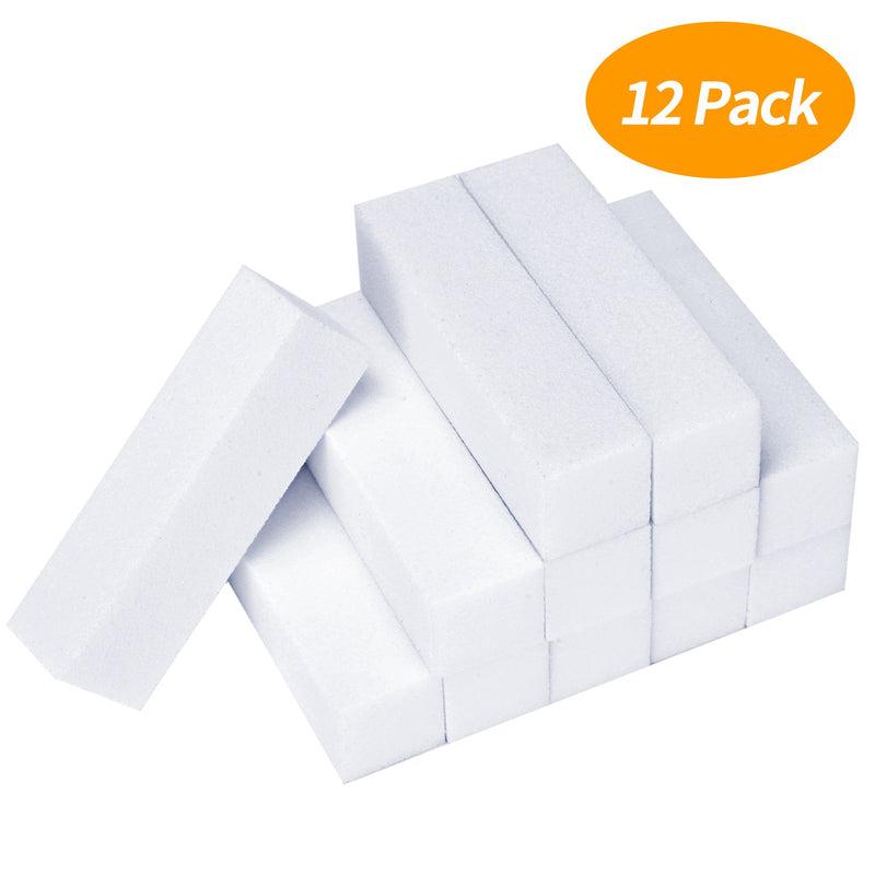 Senkary 12 Pack White Nail Buffer Block 4 Sided Buffing Blocks and 100 Pcs Orange Wood Nail Sticks Cuticle Pusher Remover Tool - BeesActive Australia