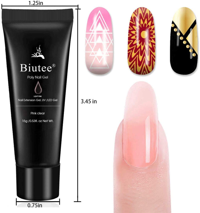 Biutee Poly Nail Gel Kit 2Pcs Deeppink Blueviolet Temperature Color Changing Gel + 3Pcs Red Light Pink Clear Nail Extension Gel + 2Pcs Purple Silver Glitter Nail Gel All In One Manicure Set E.7 colors poly gel - BeesActive Australia