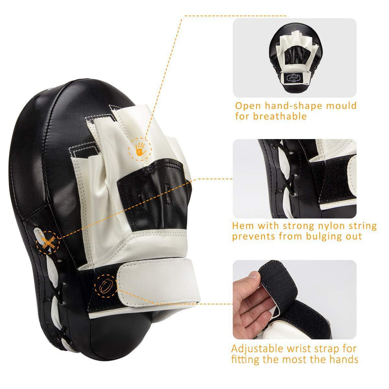 [AUSTRALIA] - Valleycomfy Boxing Curved Focus Punching Mitts- Leather Training Hand Pads,Ideal for MMA Karate, Muay Thai Kick, Sparring, Dojo, Martial Arts White 