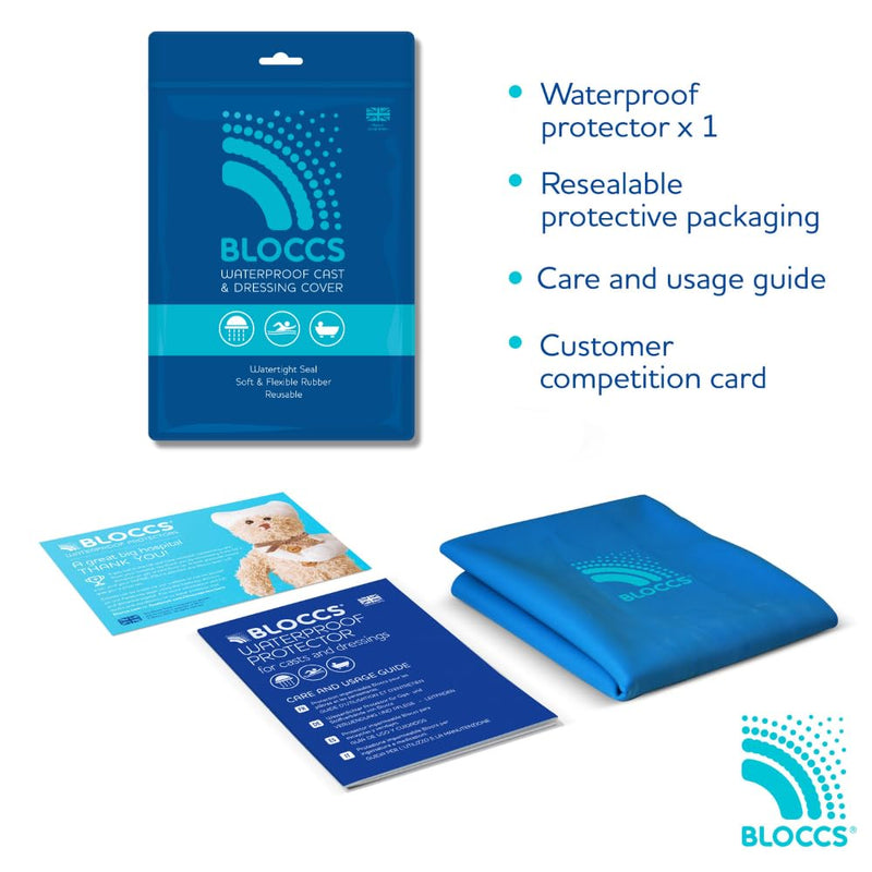 Bloccs Waterproof Cover for Plaster Cast Leg, Swim, Shower & Bathe. Watertight Protector, Adult Short Leg - BeesActive Australia