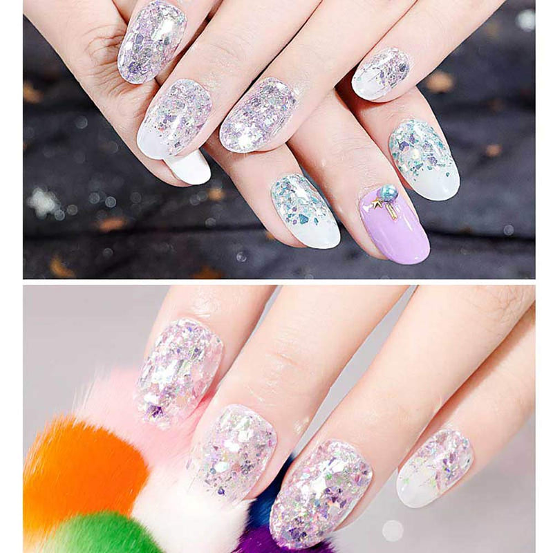 SILPECWEE 6 Boxes Holographic Nail Sequins Set Chunky Glitter Nail Art Powder Dust Make Up DIY Design Manicure Decorations NO2 - BeesActive Australia