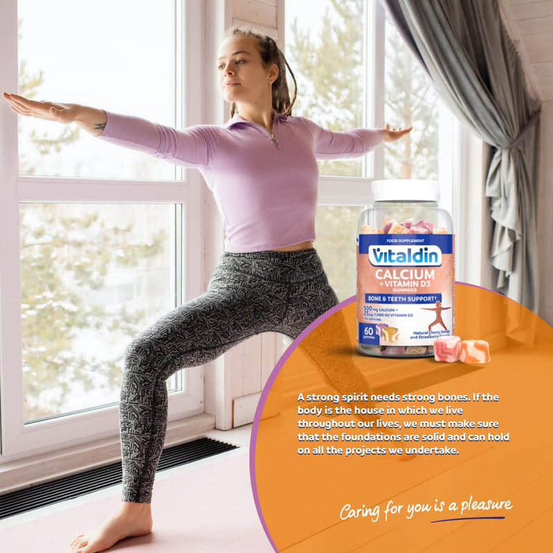VITALDIN Calcium + Vitamin D3 Gummies � 500 mg Calcium & 1.000 IU Vitamin D per Serving � 60 Chewable Gummies (1-Month Supply); Fruit Flavour � Bone & Teeth Support � Gluten Free � for Kids & Adults - BeesActive Australia