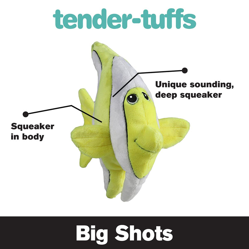 Snuggle Puppy Tender-Tuffs Big Shots - Large Plush Dog Toys for Medium and Large Breeds - Stuffed Yellow Angelfish with Puncture Resistant Squeaker - BeesActive Australia
