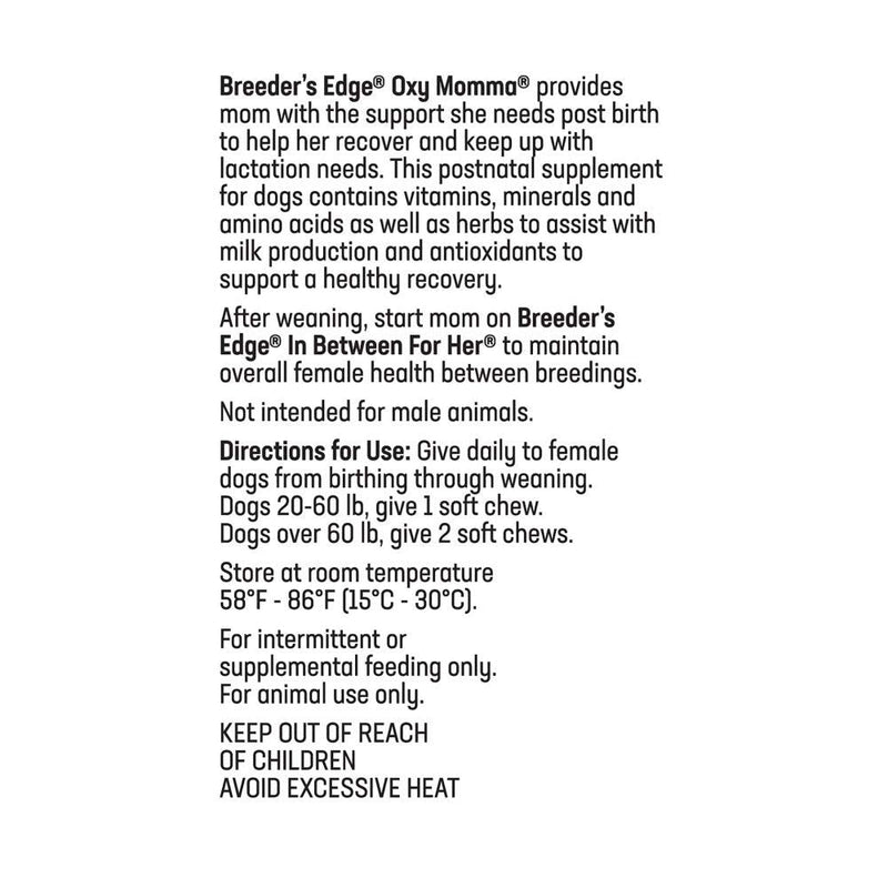 Revival Animal Health Breeder's Edge Oxy Momma- Nursing & Recovery Supplement - 40ct Soft Chews - for Dogs & Cats Medium & Large Dogs & Cats - 40ct Soft Chews - BeesActive Australia
