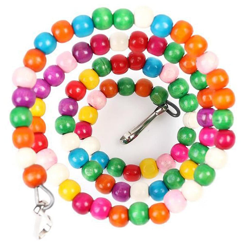 YJJKJ Bird Wood Beads Perch Parrot Revolving Suspension Bridge Toys Comfy Perch Bird Chew Toy for Parakeets Cockatiels, Conures, Budgerigar, Macaw, Lovebirds, Finches 39 inch - BeesActive Australia