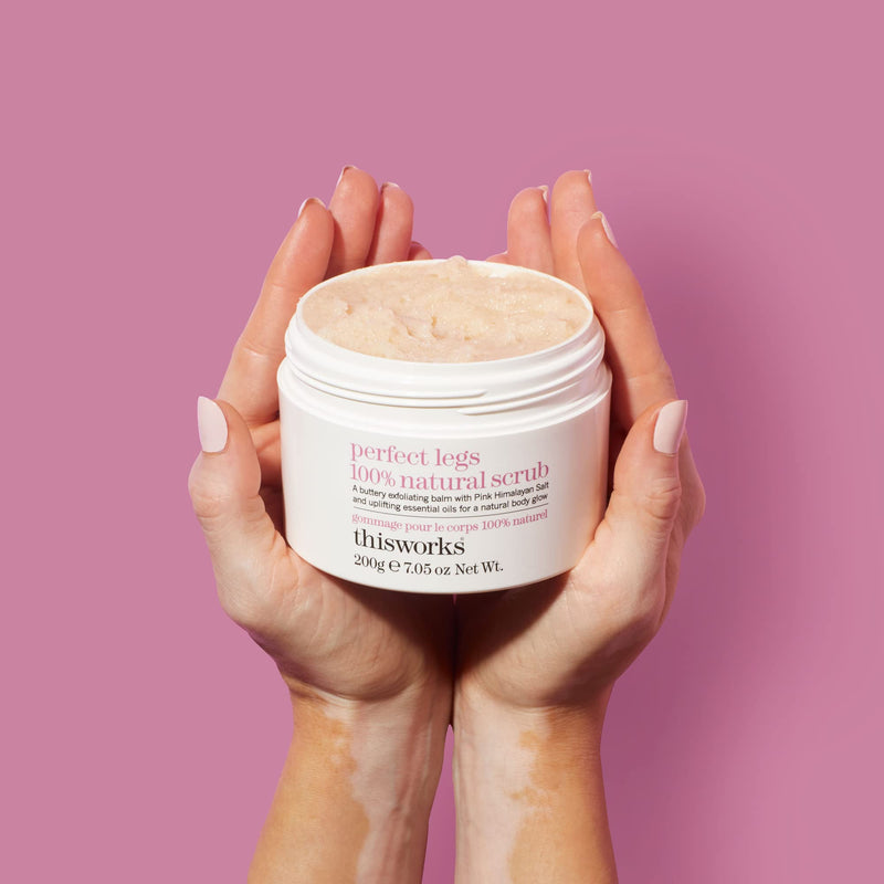 This Works Perfect Legs 100% Natural Scrub: An Exfoliating Pink Himalayan and Sea Salt Body Scrub, Infused with Blackcurrant and Sweet Almond Essential Oils to Soften and Smooth Skin, 200g - BeesActive Australia