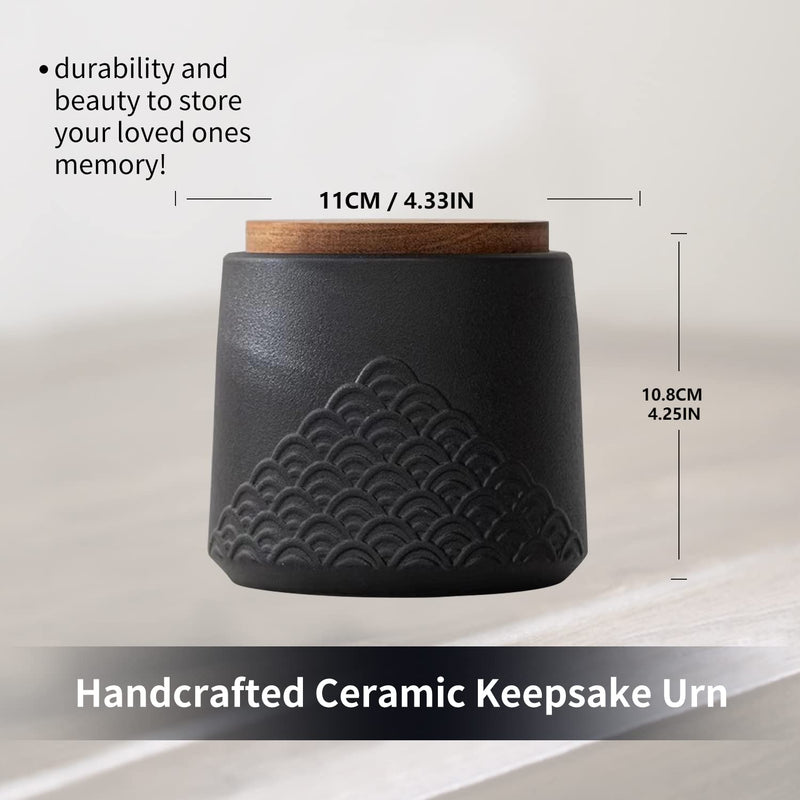Black Small urn Ashes Keepsake - Decorative ceramic Small urn for Human Ashes， Adult Memorial tiny urn Funeral Cremation Urn-Qnty 1… Black -1 - BeesActive Australia