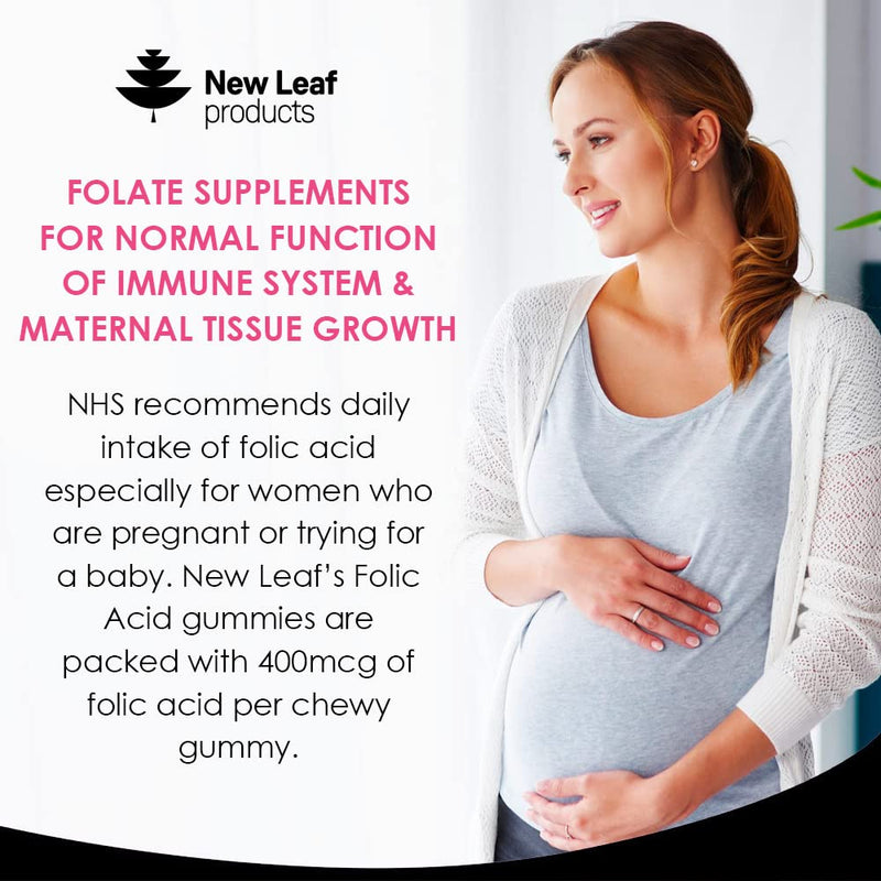 Folic Acid Pregnancy Gummies High Strength Folate Vitamins - Chewable Folic Acid Vegan Prenatal Vitamins for Women 400mcg, Vitamin B9 Prenatal Conception - Pregnancy Supplements, Real Fruit Juice Strawberry - BeesActive Australia