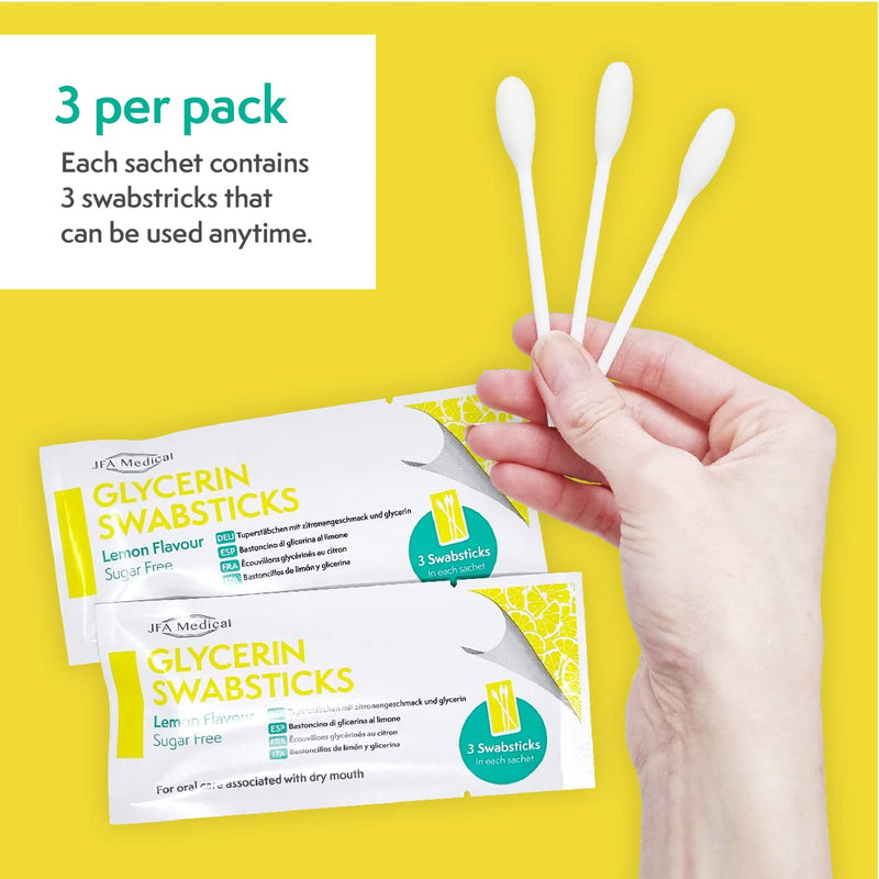 JFA Medical Glycerin Swabsticks Lemon Flavour Sugar Free Swab Sticks for Dry Mouth - Box of 75 - BeesActive Australia
