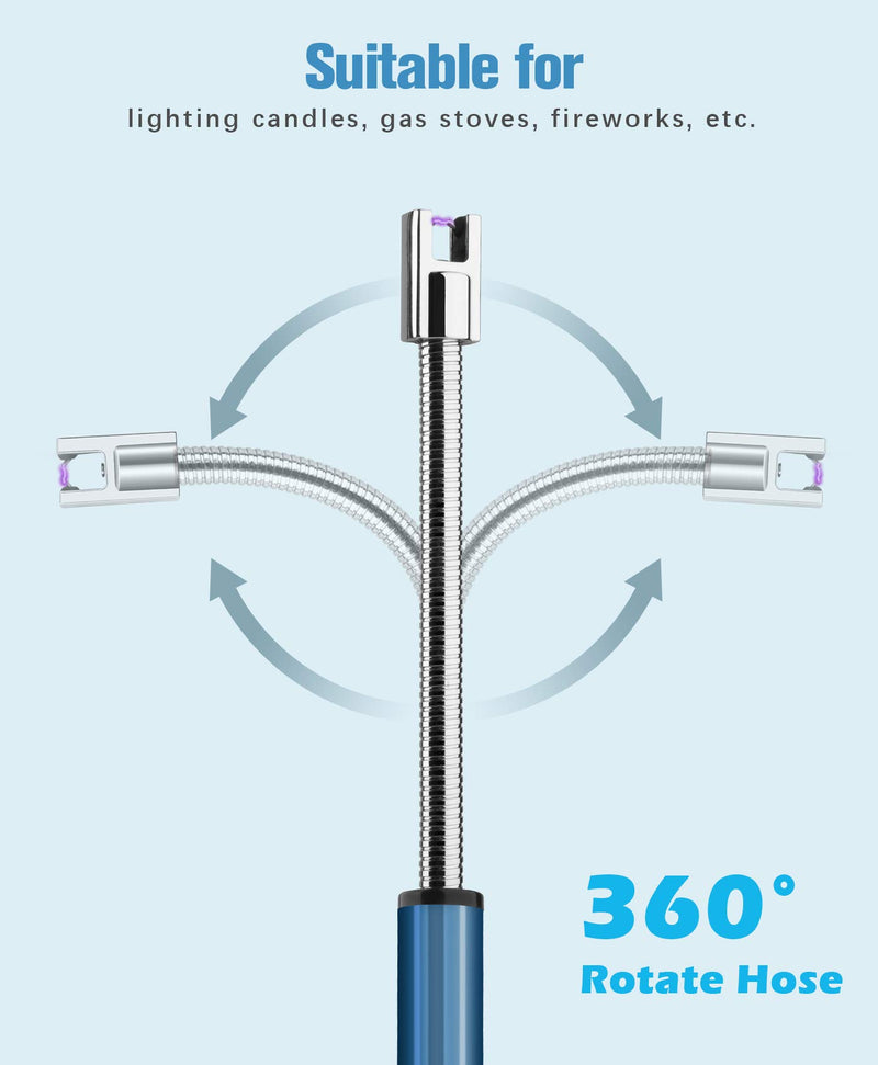 Candle Lighter, Upgraded USB Charging Arc Lighter with 360° Flexible Neck, Suitable Ignite Light Candles Gas Stoves Camping Cooking Barbecue Fireworks Flame, Blue - BeesActive Australia