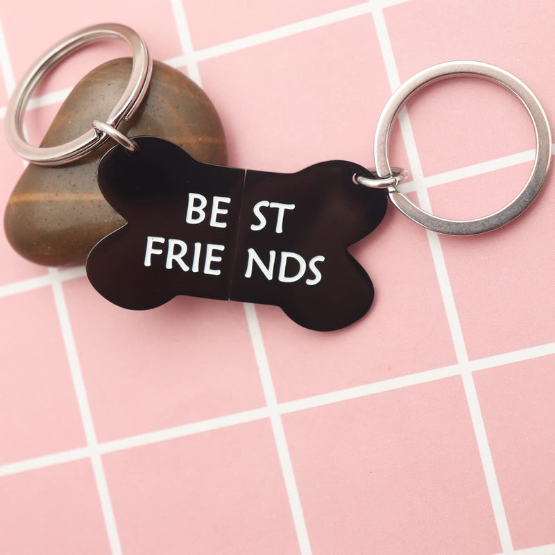 Eilygen Best Friends Bone Dog Tag Keychain Set Dog Friends Collar Tag Puppy Owner Lover Gifts Dog Gifts Best Friends Black - BeesActive Australia