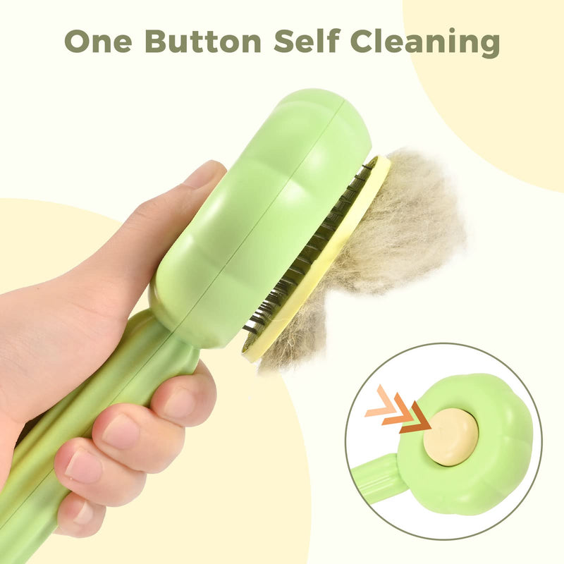 OurMiao Sunflower Cat Dog Brush for Shedding, Dog Hair Brush, Pet Grooming Brush for Short Long Haired Dogs Cats Rabbits (Green) Green - BeesActive Australia