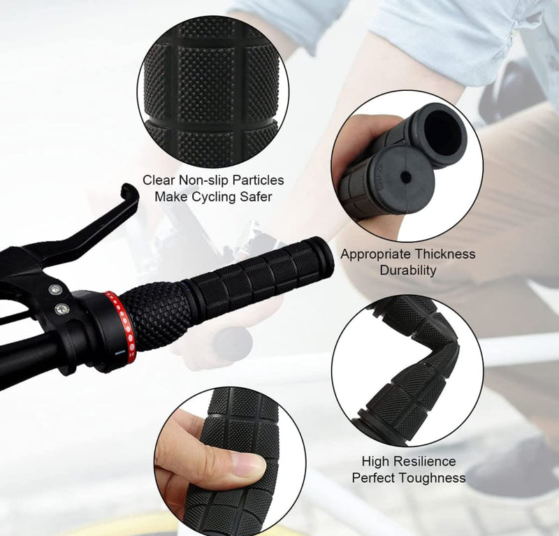 Beakuoo Bike Handlebar Grips for Kids Girls Boys, Non-Slip Rubber Mushroom Bicycle Grips for Scooter Cruiser Seadoo Tricycle Wheel Chair Mountain Road Urban Foldable Bike MTB BMX Black 1 Pair - BeesActive Australia
