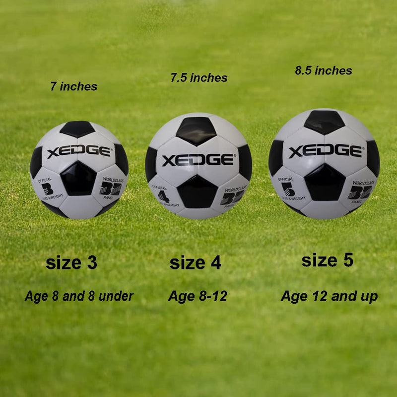 XEDGE Official Size Soccer Ball,Size 5 Training Ball for Girls,Boys,Youth Teenagers,Adults,Machine Stitched for Indoor Outdoor Play black and white size 3 - BeesActive Australia