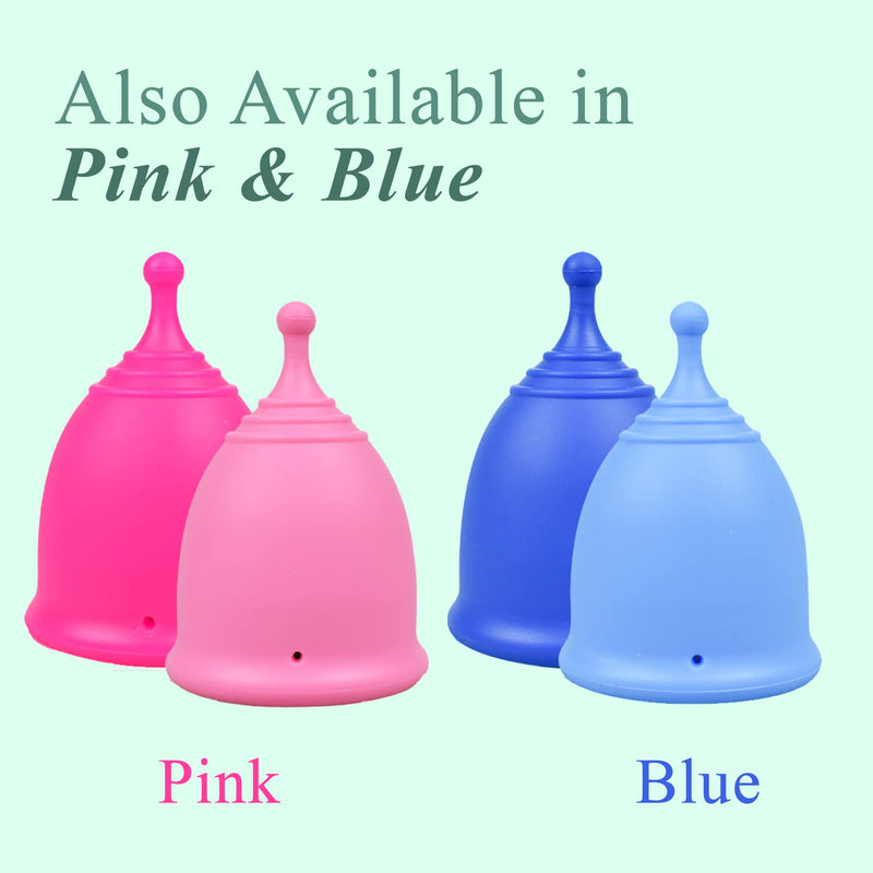 Shordy Menstrual Cups, First Period Starter Pack of 2 Kit with Mini Box, Period Cup Medical Grade Silicone, Feminine Hygiene Better Alternative to Sanitary Pads & Tampons for Girls - Small & Large S/L (Pack of 2) Green - BeesActive Australia