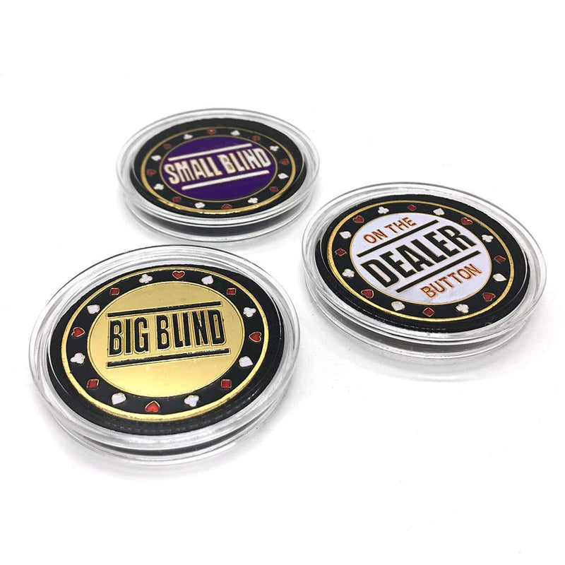 TOPTIE 3 Poker Buttons Small Blind Big Blind and Dealer Metal Chips 1-1/2 Inches Small Blind & Big Blind & Dealer - BeesActive Australia