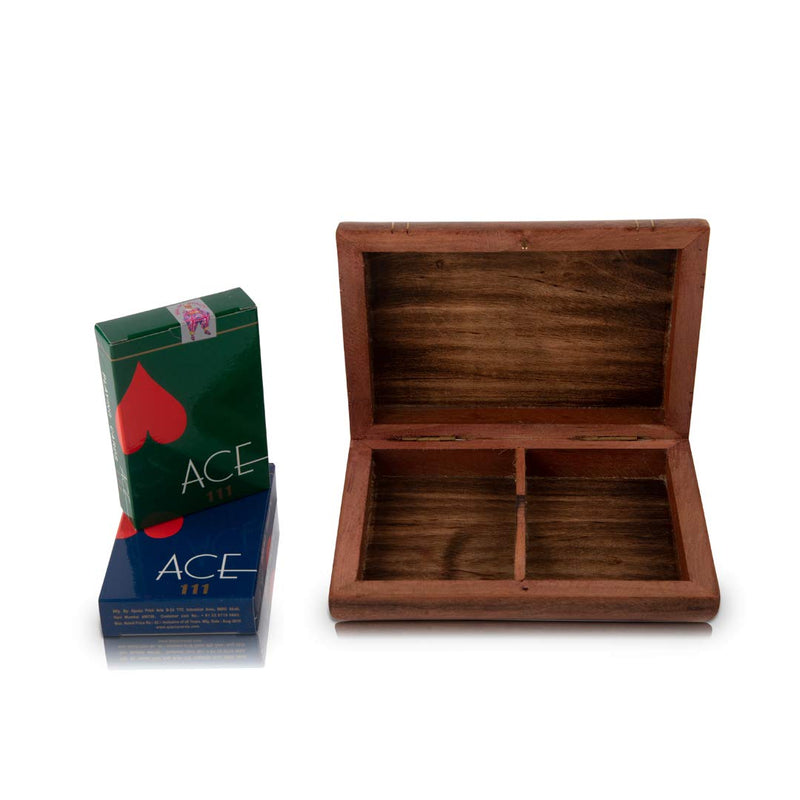 Rustic Birthday Gift Ideas Handcrafted Classic Wooden Playing Card Holder Deck Box Storage Case Organizer with 2 Sets of Standard Size 'Ace' Playing Cards Anniversary Housewarming Gifts for Him Her - BeesActive Australia
