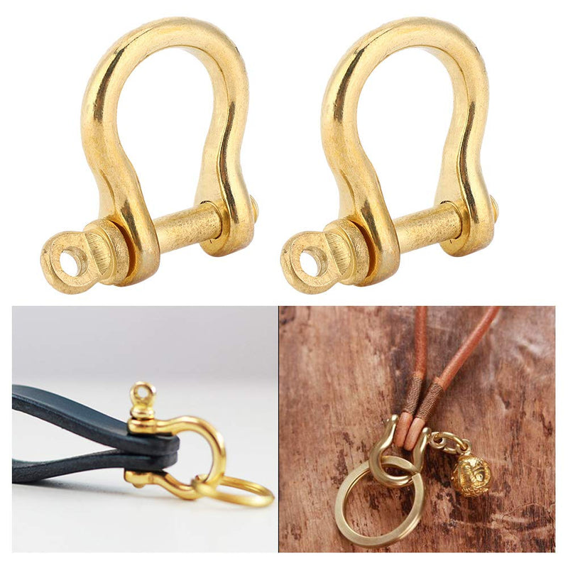 Hztyyier 2Pcs D-Ring Shackle Pure Brass Screw Pin Anchor Shackle Bow Shackle U Type Fob KeyHook, 10mm - BeesActive Australia