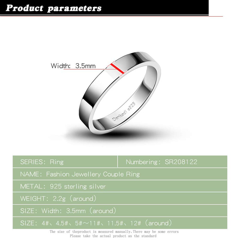 Dankadi Simple Fashion S925 Sterling Silver Ring Smooth Plain Dome Comfort Solid Silver Wedding Ring For Men & Women 3.5 mm Ring 3-13# classic style 13 - BeesActive Australia