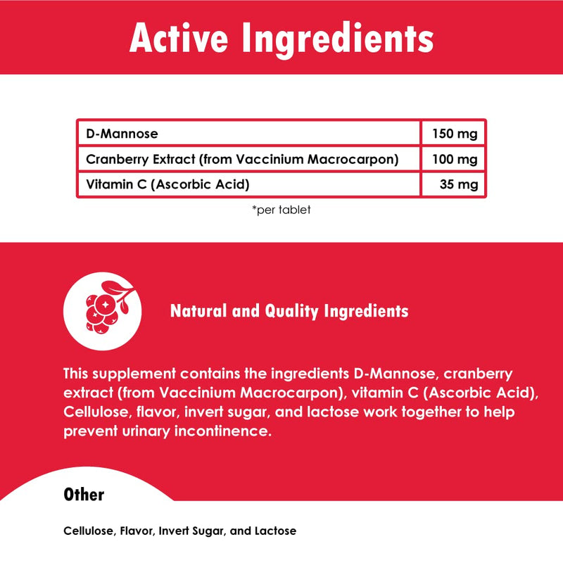 Cranberry D-Mannose Urinary Tract Support - Bladder Health Supplement for Dogs and Cats - 60 Tablets - BeesActive Australia