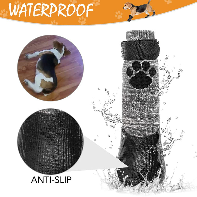 KOOLTAIL Anti Slip Dog Socks - Outdoor Dog Boots Waterproof Dog Shoes Paw Protector with Strap Traction Control for Hardwood Floors Grey X-Large - BeesActive Australia