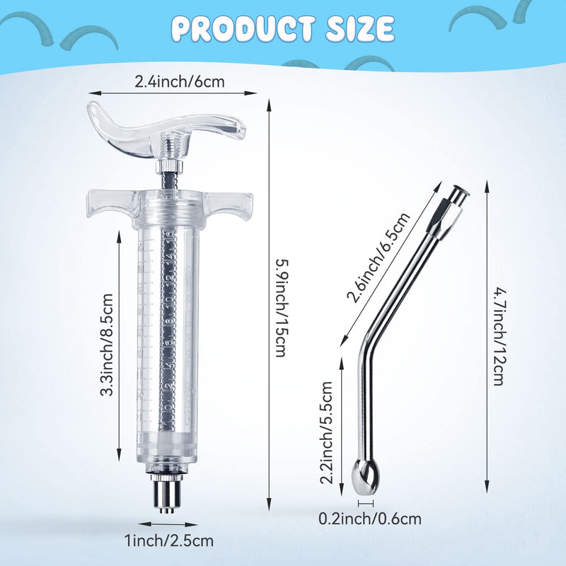 GINDOOR 2 Pieces Reusable Goats Syringe with 2 Drench Nozzle, Adjustable Dosage Detachable Sheep Drench Livestock Syringe for Sheep Baby Goat Supplies - 20ML - BeesActive Australia