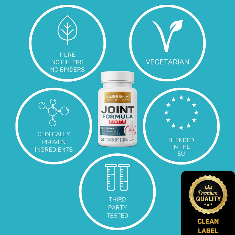 Joint Formula Forte with Royal Jelly and Curcumin 95 | 60 Vegetable Capsules | High Potency Arthritis Pain Relief | Suitable for Vegetarians | - BeesActive Australia
