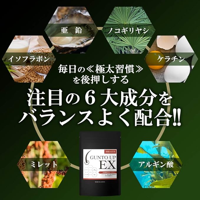 Hair Care Supplement AGA Volume Up Saw Palmetto L-Lysine Kelp Zinc GUNTO UP EX 90 tablets 30 days supply - BeesActive Australia