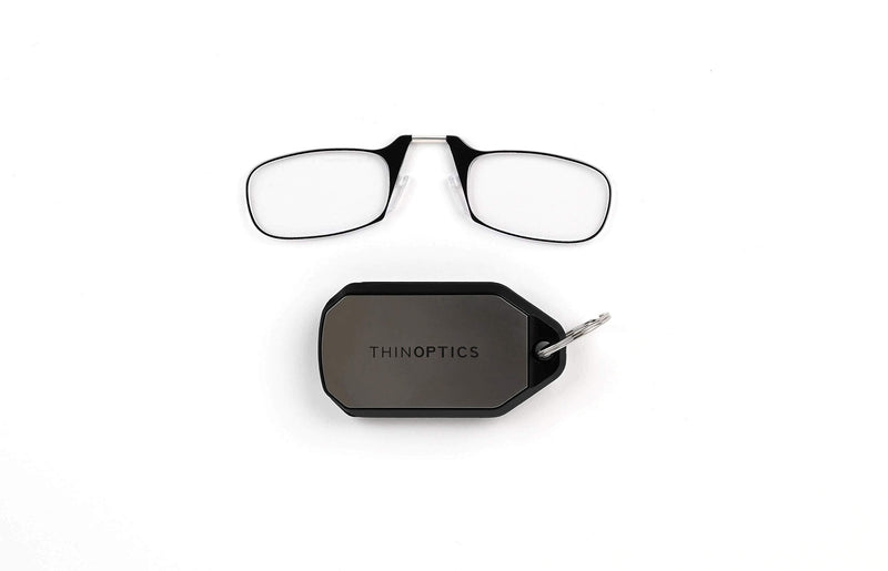 ThinOptics Reading Glasses 1.50 Black Frames With Keychain Case - Compact Foldable Reading Glasses 1.50 Strength With Flex-Fit Technology 1.5 Strength - BeesActive Australia