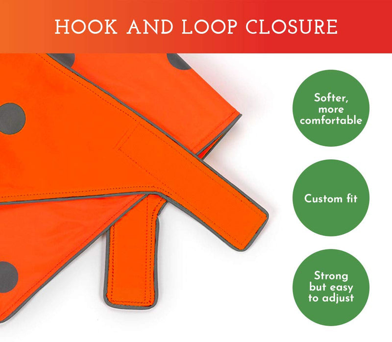 SPOT THE DOG! Reflective Bandana Bib Safety Apparel for All Dogs - Easy Fastening Closure, High Visibility Fluorescent Orange M-L 13"-24" - BeesActive Australia