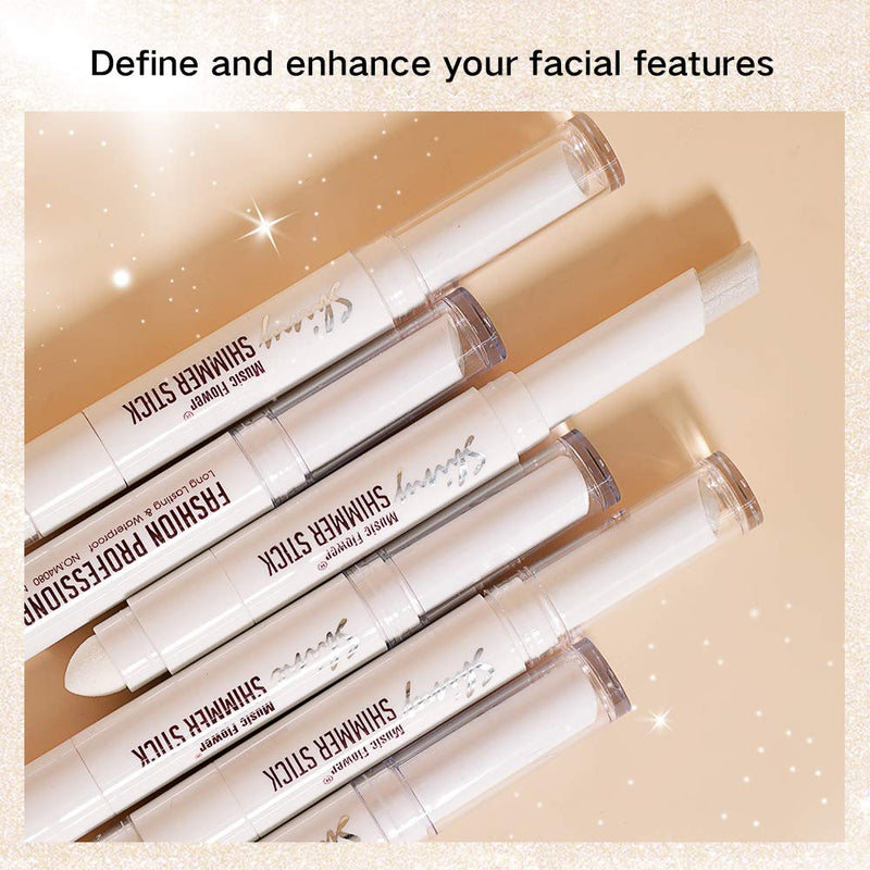 Music Flower Double Ended Shimmer Highlighter Stick Brighten Face Makeup Bronzes Contour Pencil Oil-Control - BeesActive Australia
