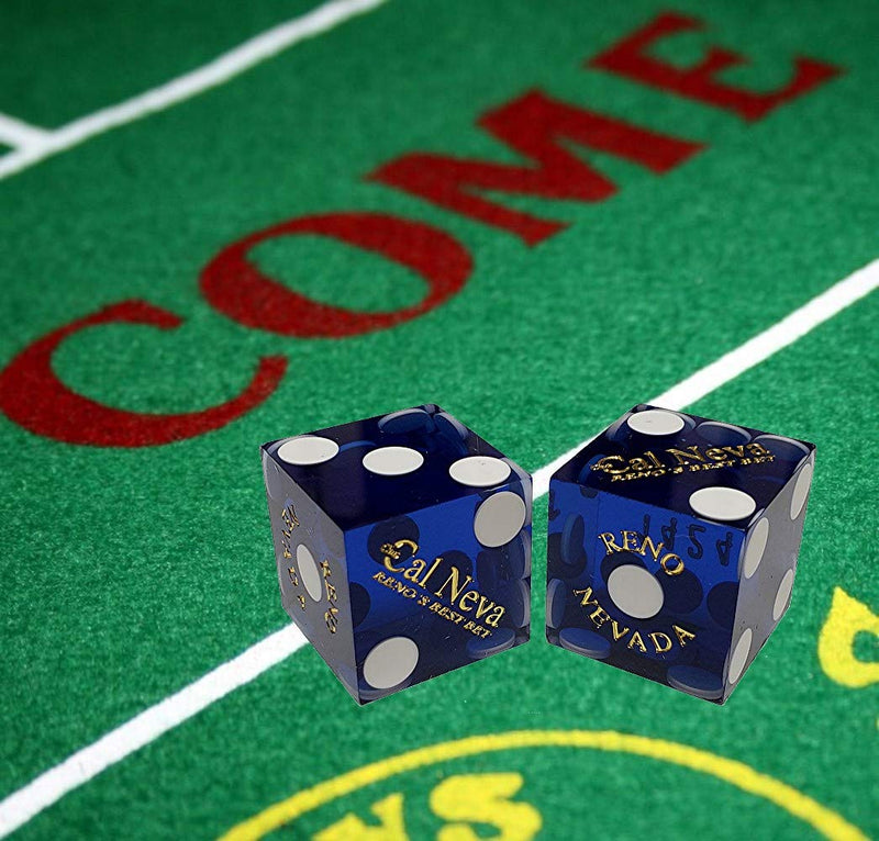 Cyber-Deals Craps & Texas Hold'em Poker Essentials Set: 2-Sided 6ft x 3ft Felt Layout, Nevada Casino Table-Played Dice & Cards, Plus Storage Pouch (Cal Neva (Blue Polished) - Reno) - BeesActive Australia
