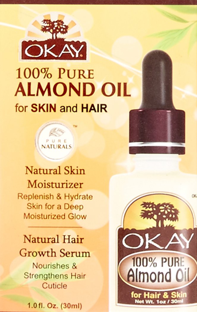OKAY | 100% Pure Almond Oil | For Hair and Skin | Repair Damaged Hair | Replenish Skin | Free of Silicone & Paraben | 1 oz - BeesActive Australia