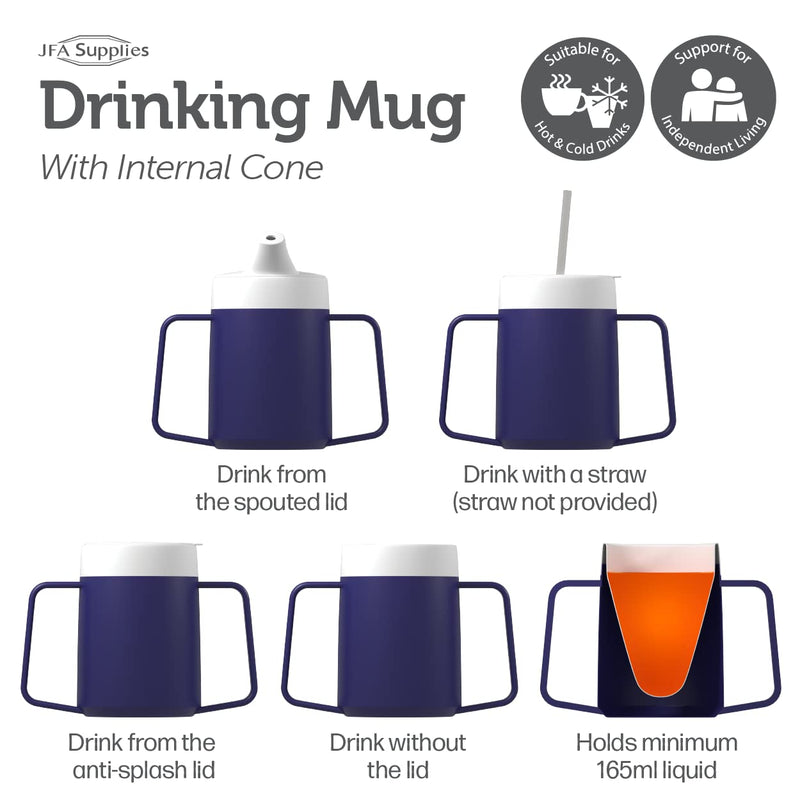 JFA Supplies 2 Handles 165ml Blue Adult Drinking Mug/Drinking Cup/Sippy Cup/Non Spill Cup - BeesActive Australia