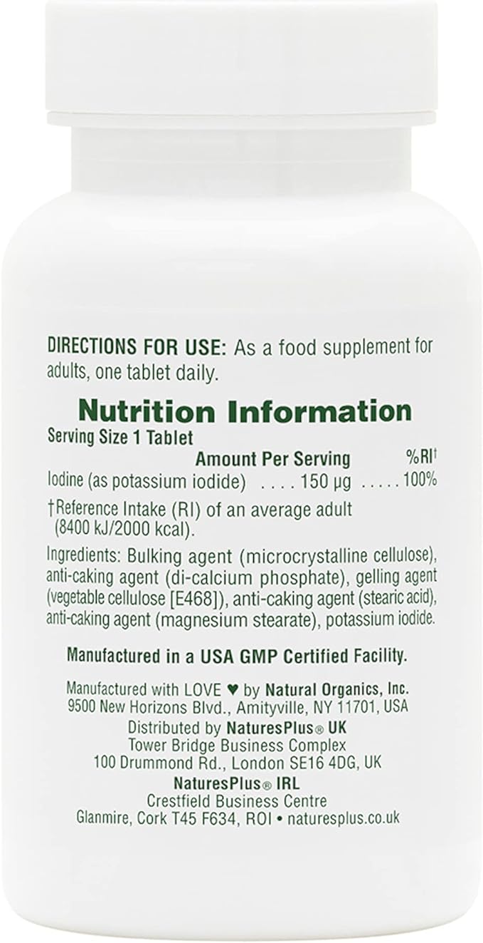 Nature's Plus - Potassium Iodine Supplement 150 mcg. 100 tablets - BeesActive Australia