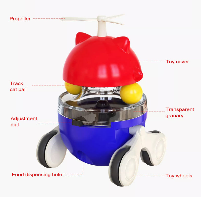 2022 New Hot Pet Products 2022 / Cat Toys / wheel feeder for your cats, interactive cat toys for indoor for exercise / Cat Wheel Teaser Ball Leaker Electric Wheel Rotating Tumbler Automatic Teaser Toy Aqua Blue - BeesActive Australia