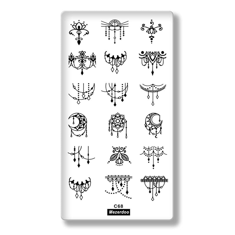 8Pcs Elephant Diamond Nail Stamping Plates Cartoon Animals Geometric Symbol Texture Lace Floral Nail Stamp Plate Ethnic Template Rectangle Nail Art Image Plate - BeesActive Australia