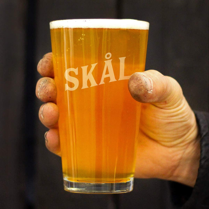 Skal - Norwegian Cheers - Pint Glass for Beer - Cute Sweden and Norway Themed Gifts or Party Decor for Women - 16 Oz - BeesActive Australia