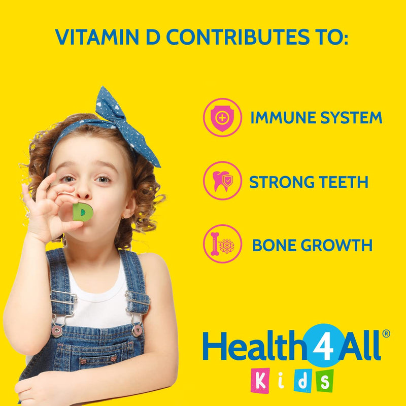 Kids Vitamin D3 600iu Chewable 180 Tablets. Sugar Free. Natural Orange Flavour. Made by Health4All Kids 180 Count (Pack of 1) - BeesActive Australia
