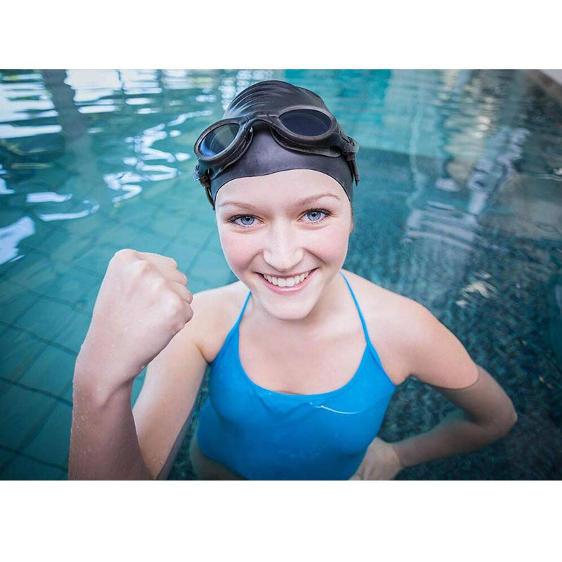 HuoLian Swim Cap Swimming Cap Silicone Swim Cap for Men Women Kids Boys Girls for Long Hair White/Black - BeesActive Australia