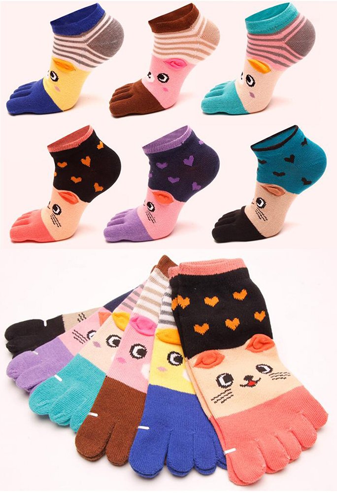 HONOW Women's Low Cut Toe Socks Ankle Cotton Running Socks(Pack of 5/6) Color 10 (Ankle Length) - BeesActive Australia