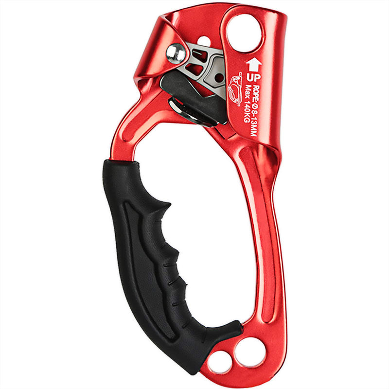 AOKWIT Climbing Ascender, Aviation Light Alloy Rappelling Belay Gear Rock Climbing Tree Arborist SRT Climbing Rope Ascender with Handle Clamp Left Hand Red - BeesActive Australia