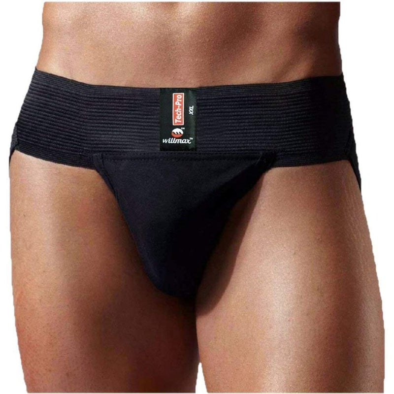 WMX KD Willmax Jockstrap Gym Cotton Supporter with Cup Pocket Multi Sport Black Small - BeesActive Australia