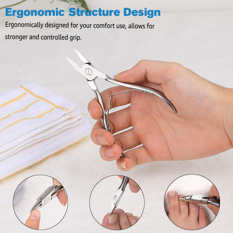 FERYES Toenail Clippers Straight Blade for Thick Toenails, Nail Clippers for Thick and Ingrown Nails - High Temperature Forging Stainless Steel Toe Nail Tools Silver - BeesActive Australia