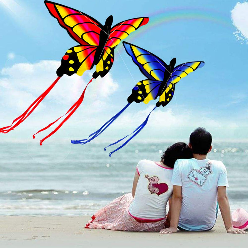 [AUSTRALIA] - HENGDA KITE for Kids and Adults Amazing Colorful Butterfly Kite for Outdoor Games and Activities Single Line Kite with Flying Tools (Red and Blue) Red and Blue 