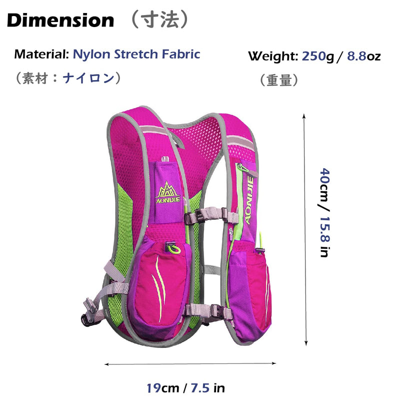 TRIWONDER Hydration Pack Water Backpack 5.5L Outdoors Trail Marathon Running Race Cycling Hiking Hydration Vest 01 Rose Red 5.5L - Only Vest - BeesActive Australia