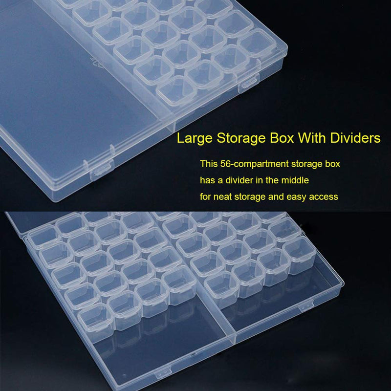 MONIKA Selected 56 Slots Empty Clear Rhinestone Box,Adjustable Storage Box with 80 pcs Label Stickers for Rhinestone Beads Ring Earrings Transparent - BeesActive Australia
