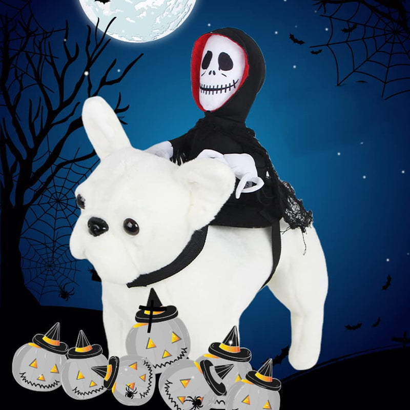 Ghost Dog Costume Halloween Pet Ghost Saddle Costume, Adjustable Halloween Grim Reaper Rider Style Dog Carrying Costume, Ghost Rider Pet Costume for Small Medium Large Dogs - BeesActive Australia