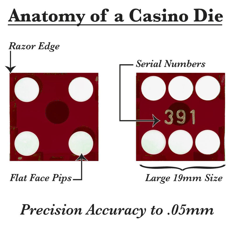 [AUSTRALIA] - Brybelly Casino Grade AAA 19mm Dice - Razor Sharp Edges & Matching Serialized Numbers - 6 Sided Game Pieces in Bulk for RPG, Poker, Texas Hold'em, Blackjack Red 